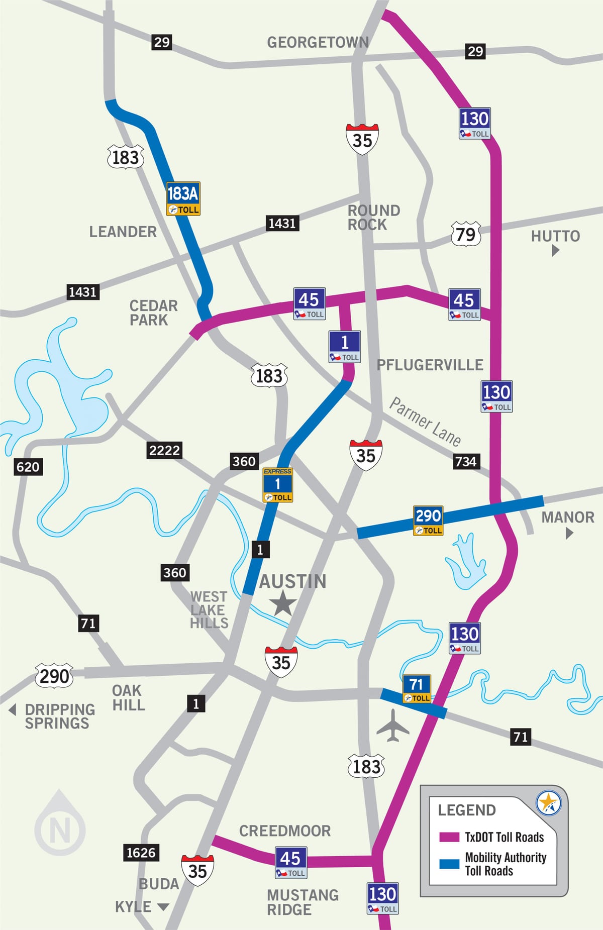peta dari Austin jalan tol