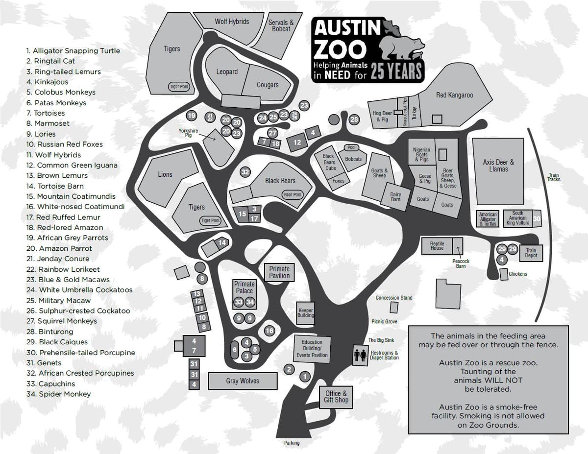 peta kebun binatang Austin