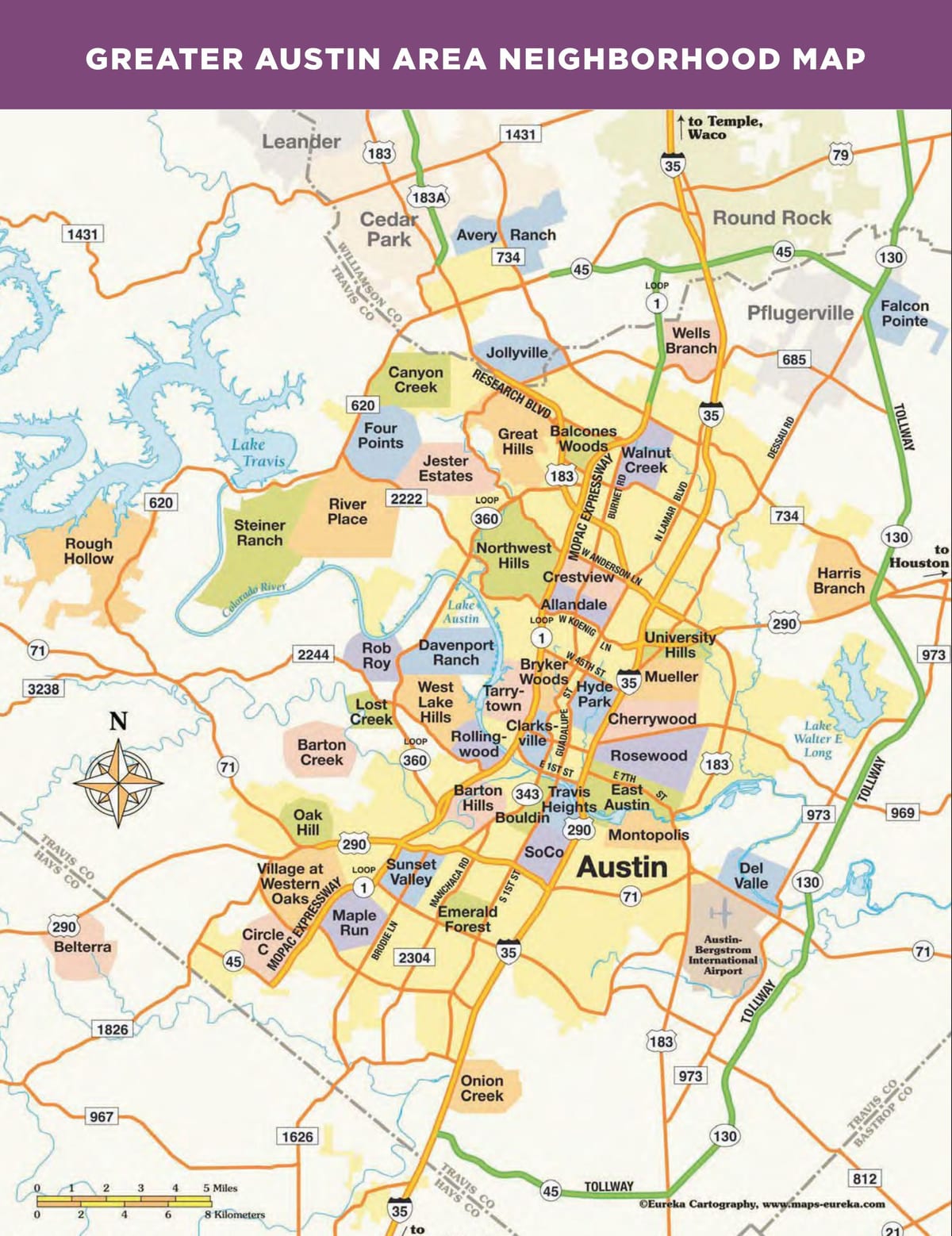 peta dari Austin, texas lingkungan