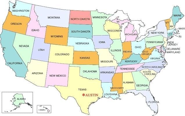 Austin di amerika serikat peta